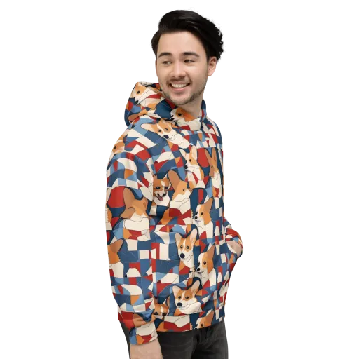 Corgi Color Theory on a Hoodie
