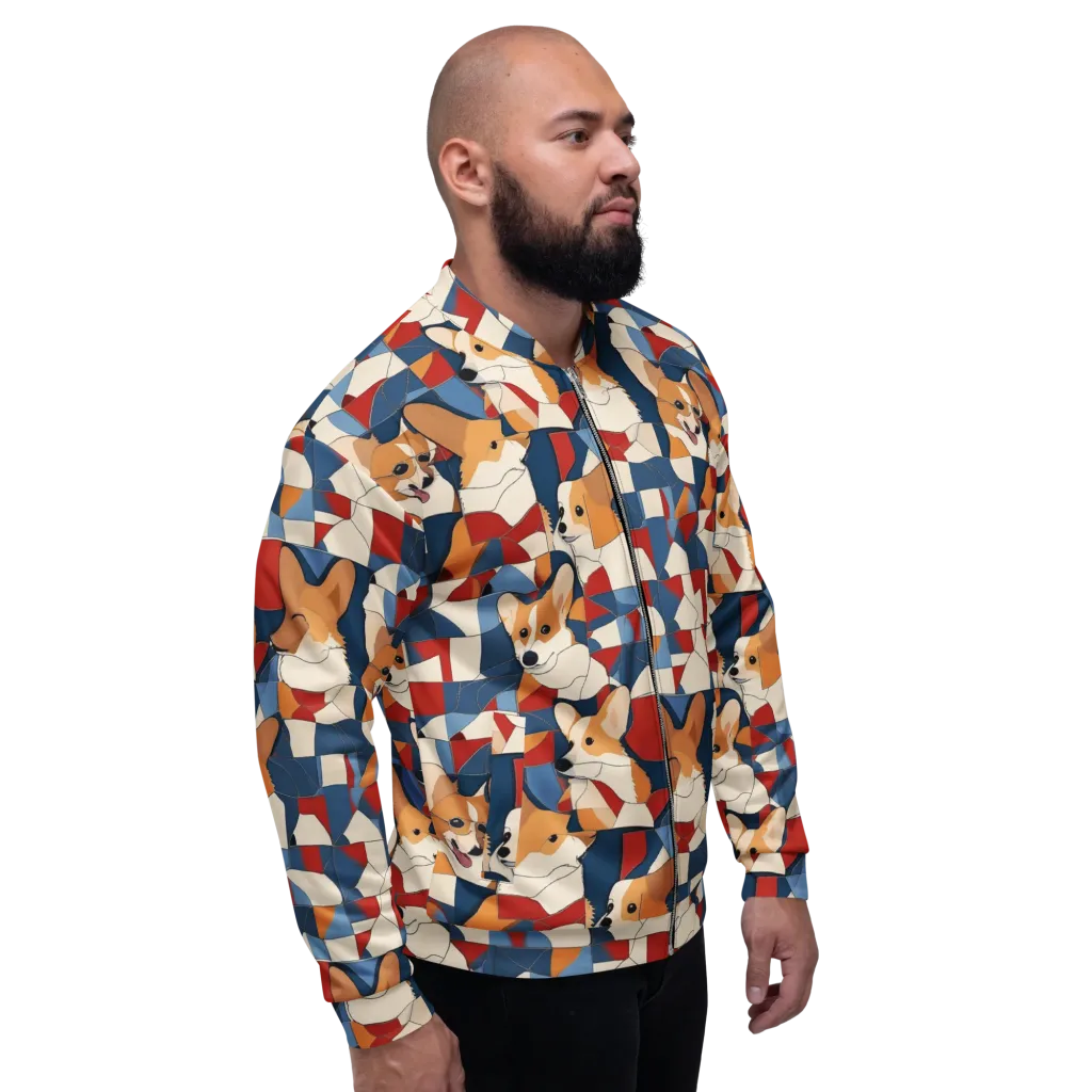 Corgi Color Theory on Bomber Jacket — Right