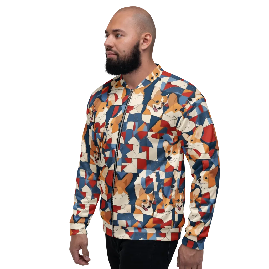 Corgi Color Theory on Bomber Jacket — Left