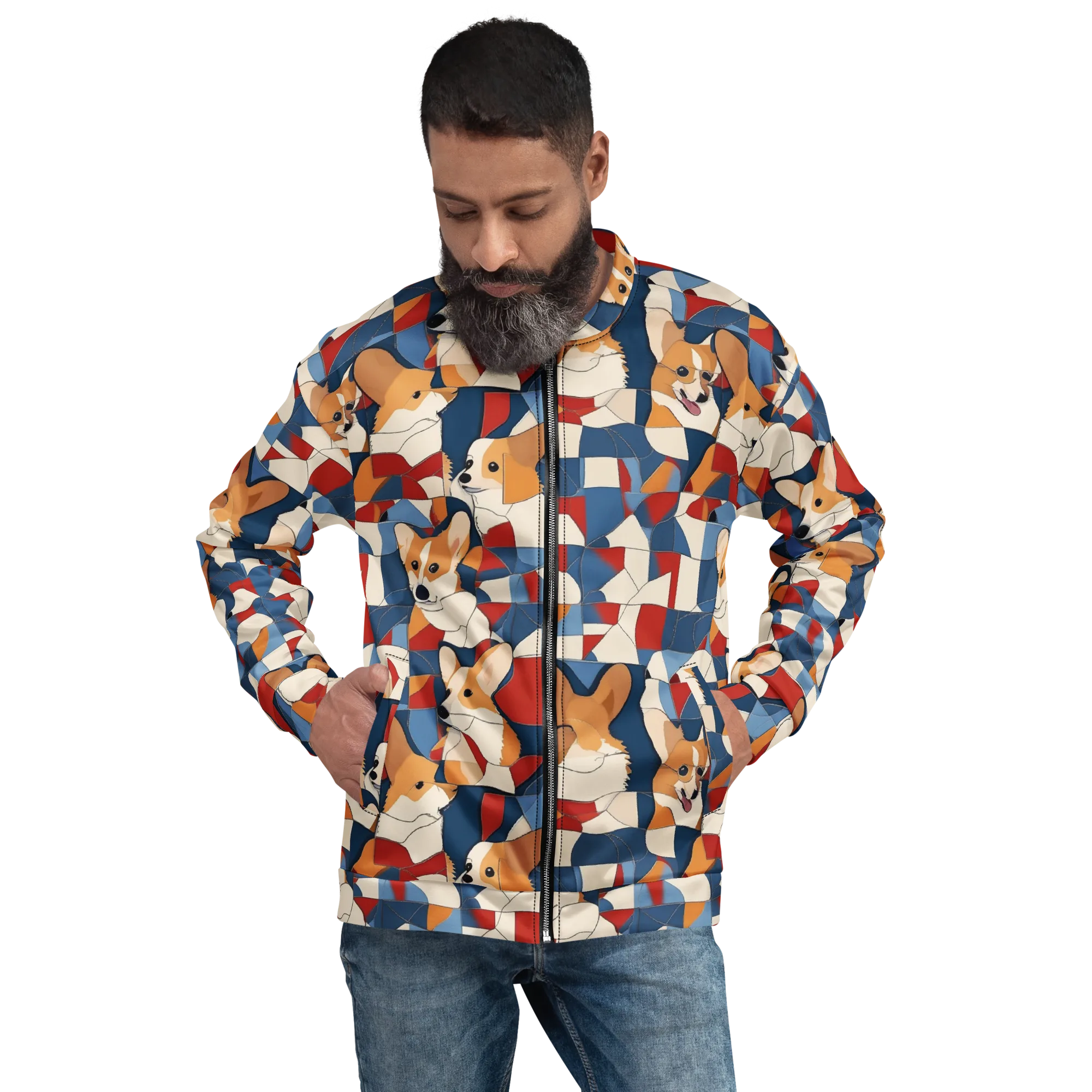 Corgi Color Theory on Bomber Jacket — Front
