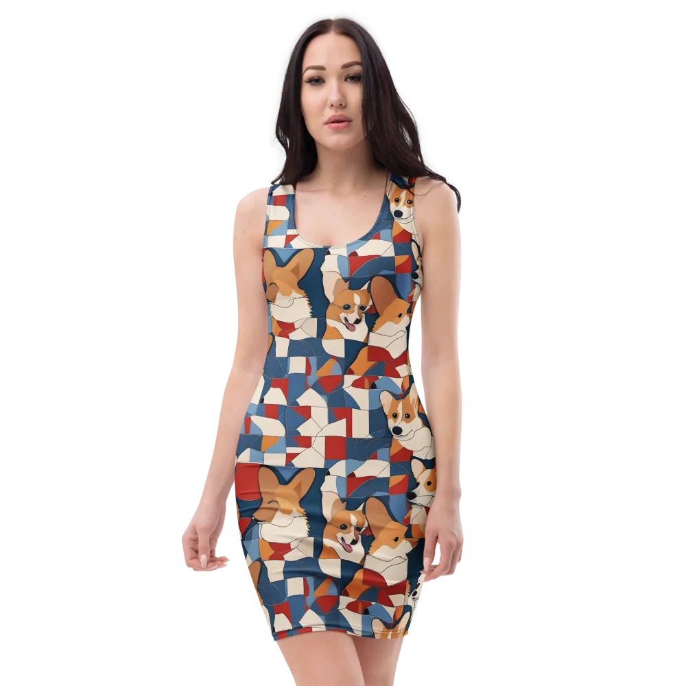 Corgi Color Theory on Bodycon Dress — Front