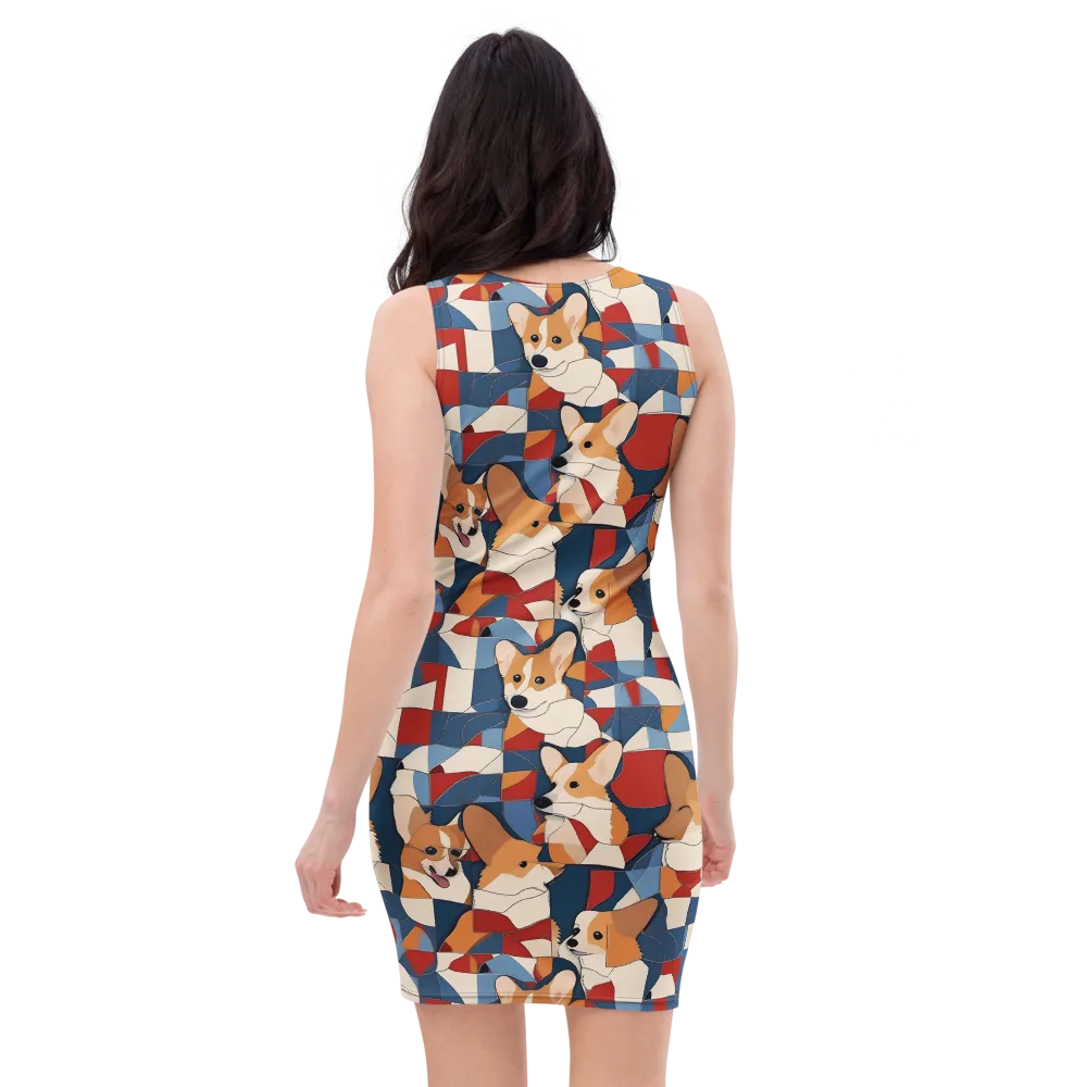 Corgi Color Theory on Bodycon Dress — Back