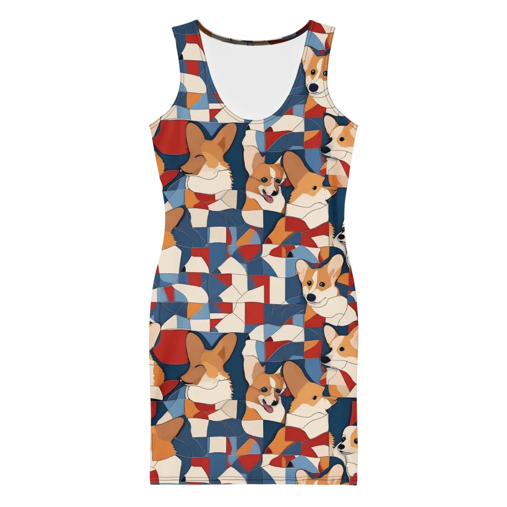 Corgi Color Theory on Bodycon Dress — Front