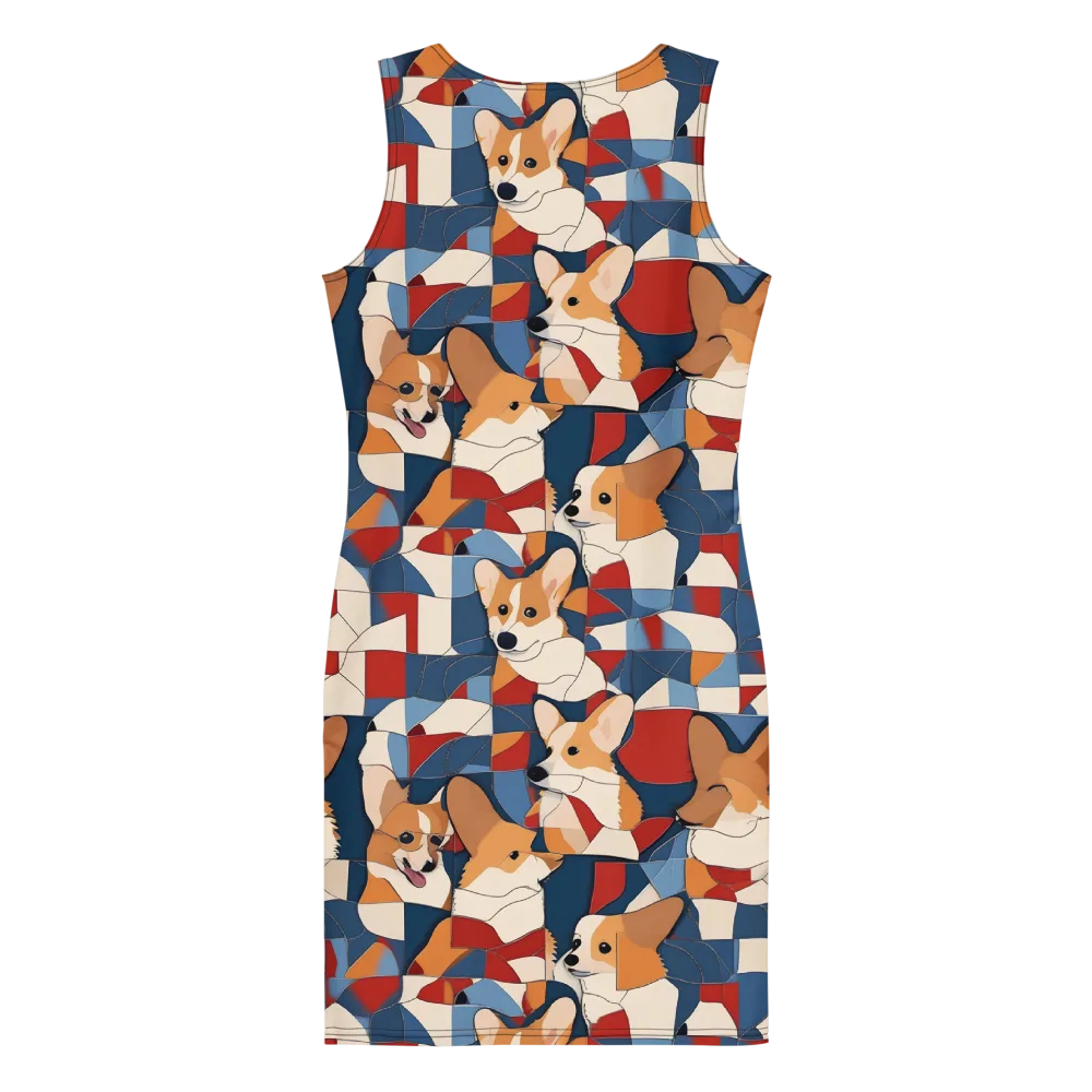 Corgi Color Theory on Bodycon Dress — Back
