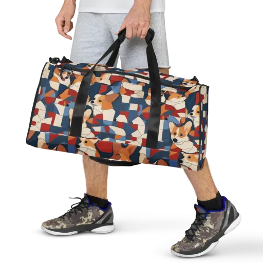 Corgi Color Theory on a Duffle Bag