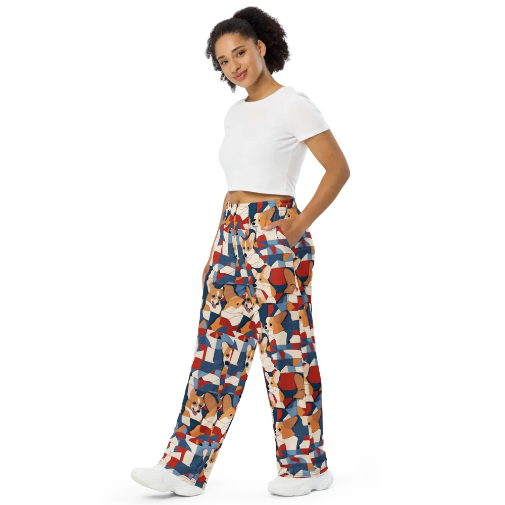 Corgi Color Theory on Wide-Leg Pants — Left Front