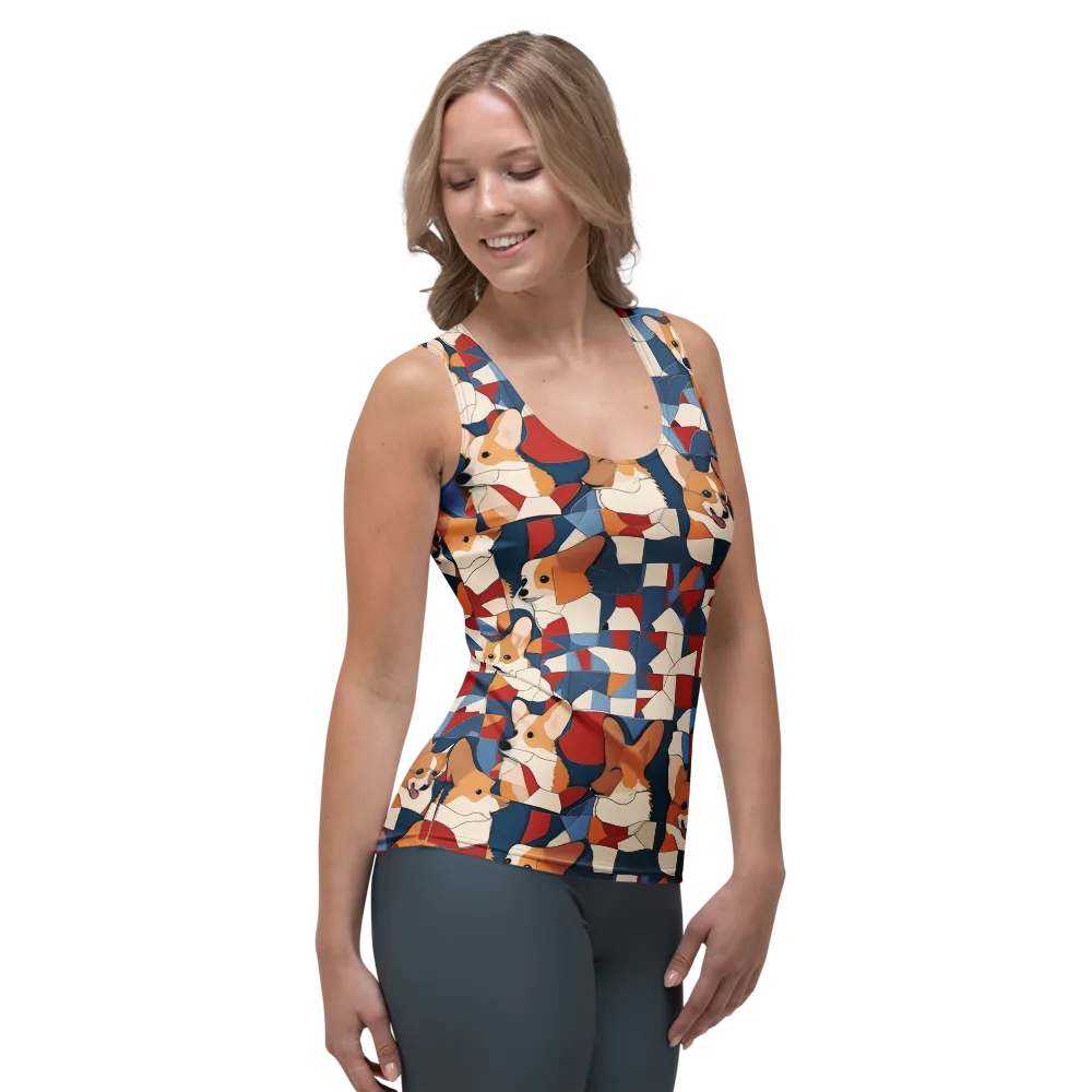 Corgi Color Theory on Women's Tank Top — Right Front