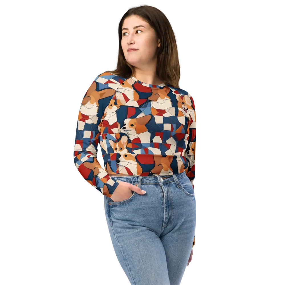 Corgi Color Theory on Long Sleeve Crop Top — Front