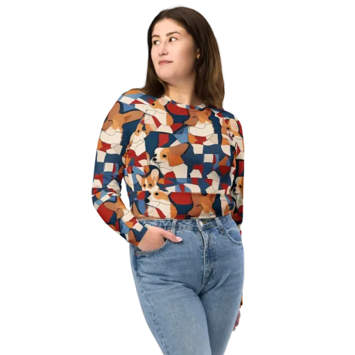 Corgi Color Theory on a Long Sleeve Crop Top
