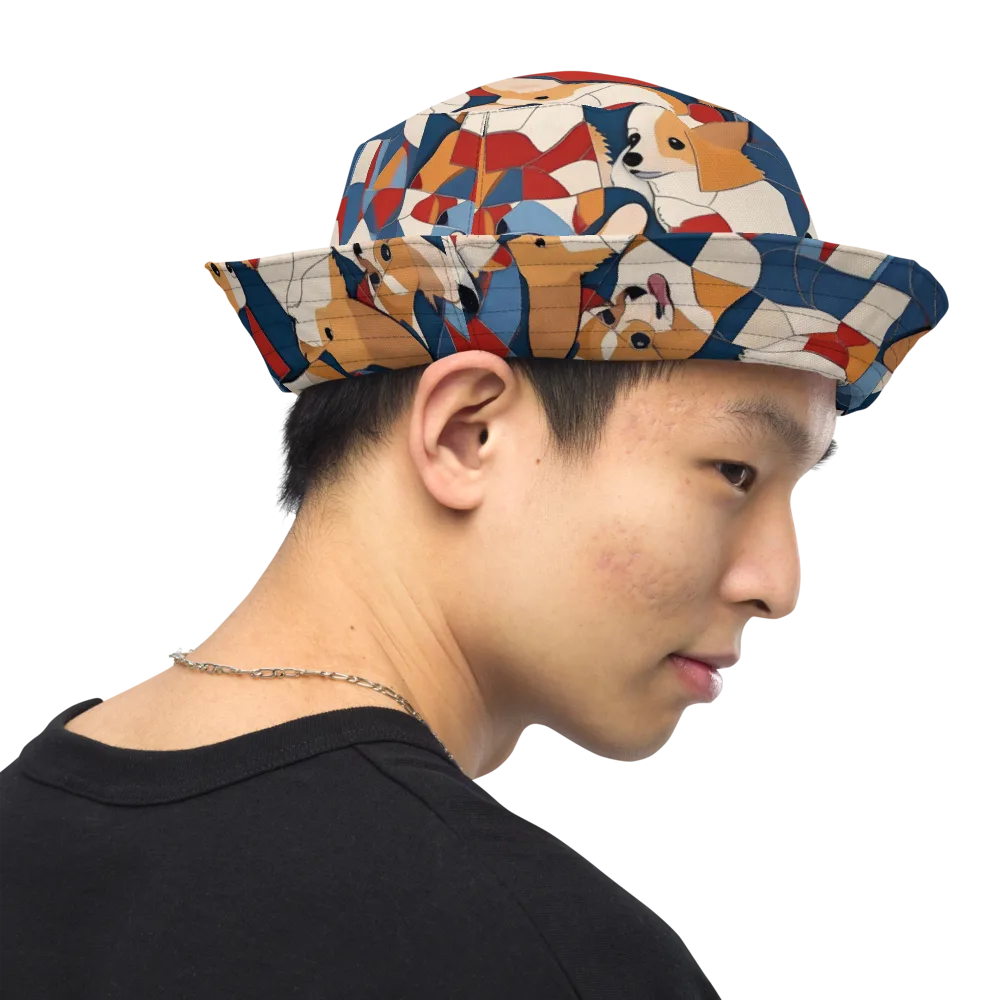 Corgi Color Theory on Reversible Bucket Hat — Right Outside