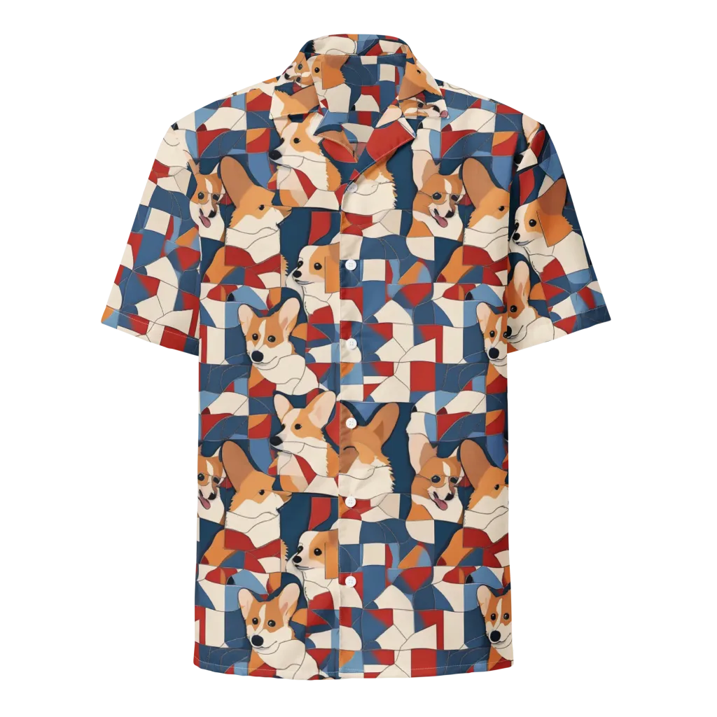 Corgi Color Theory on Button Shirt — Front
