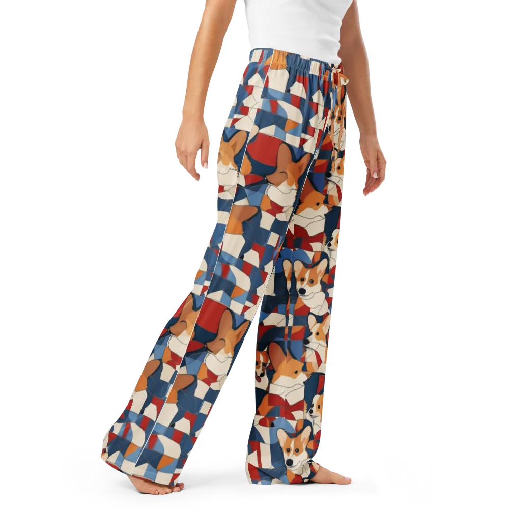 Corgi Color Theory on Women's Pajama Pants — Right Front