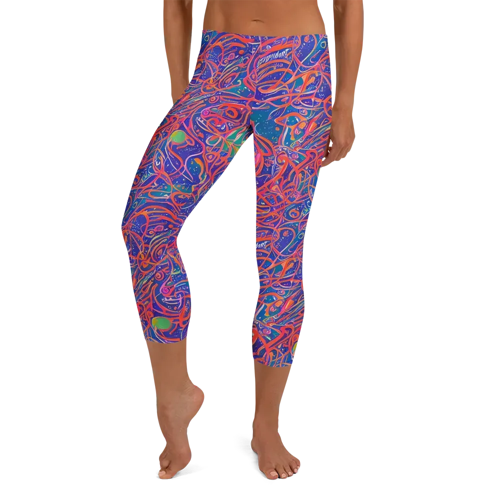 Chromatic Rapture on Capri Leggings — Front