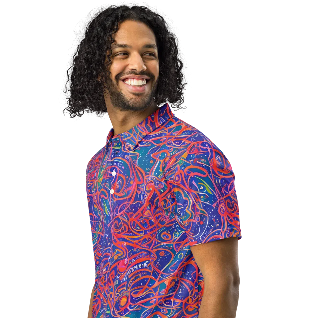 Chromatic Rapture on Men's Slim Fit Polo Shirt — Left Front