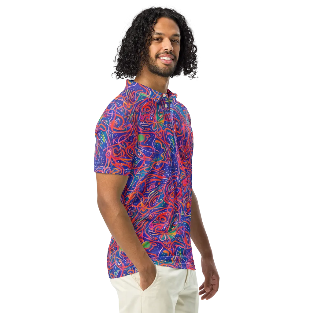 Chromatic Rapture on Men's Slim Fit Polo Shirt — Right Front