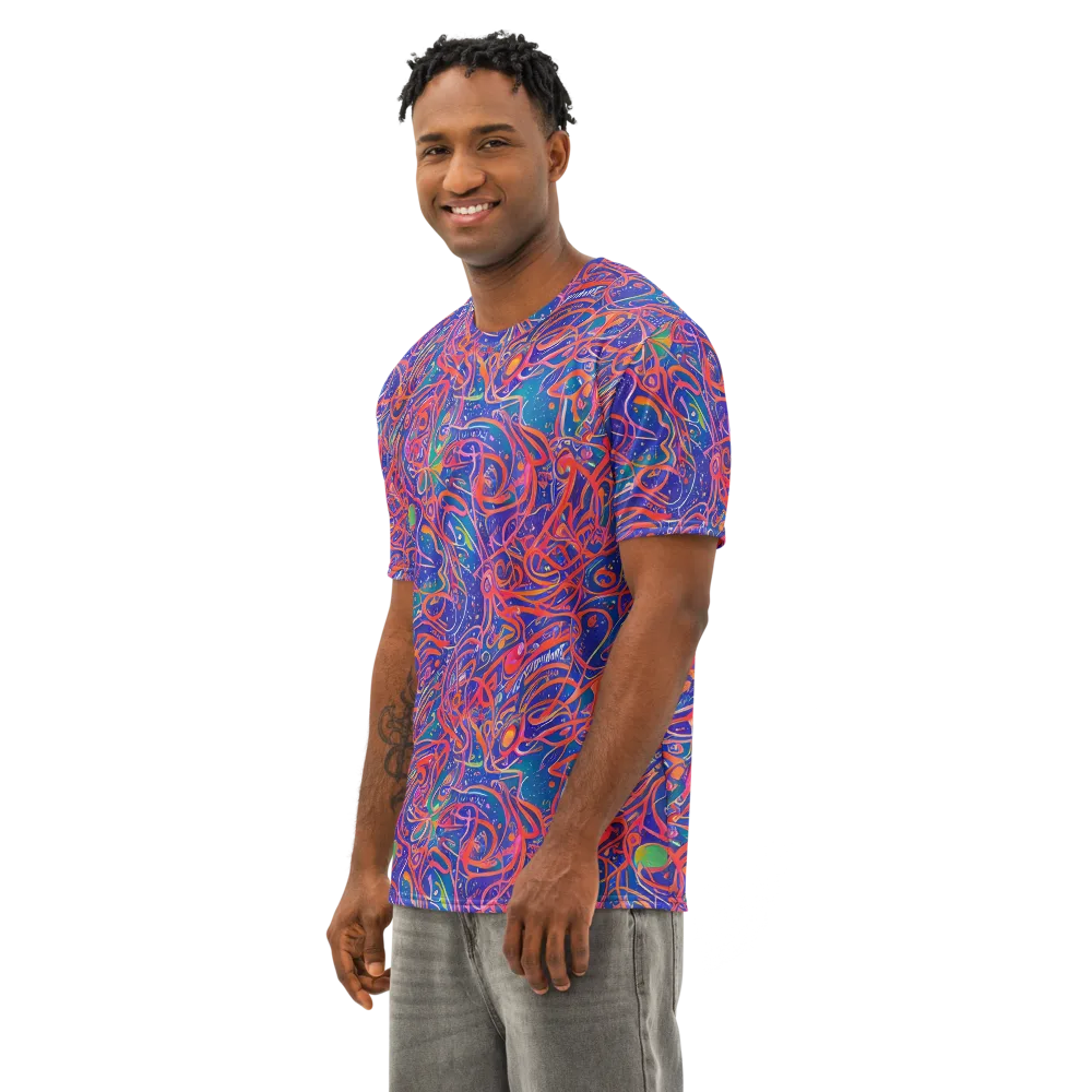 Chromatic Rapture on Men's Cotton Crew Neck T-Shirt — Left Front