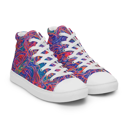 Chromatic Rapture on a Men's High Top Canvas Shoes