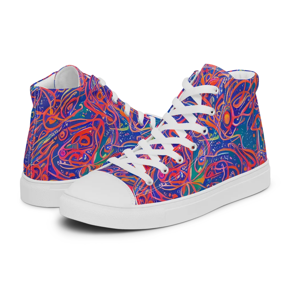Chromatic Rapture on Men's High Top Canvas Shoes — Left