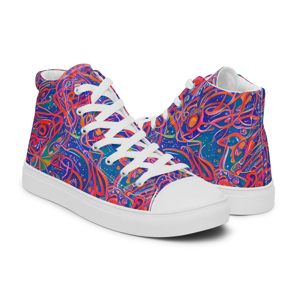 Chromatic Rapture on Men's High Top Canvas Shoes — Right
