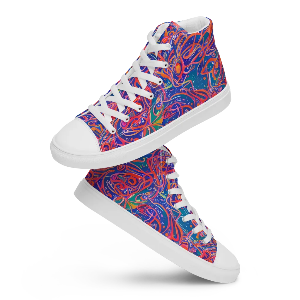 Chromatic Rapture on Men's High Top Canvas Shoes — Front