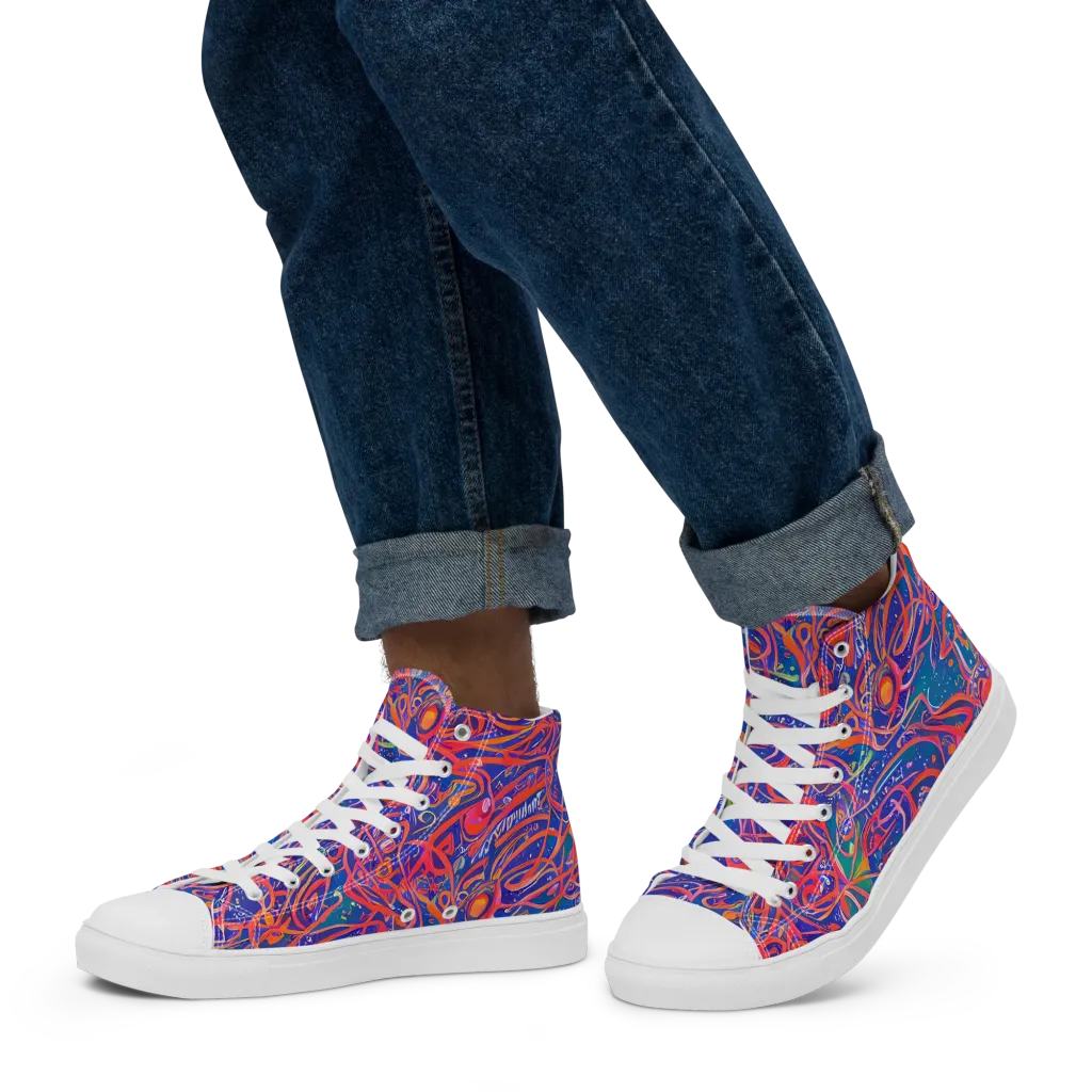 Chromatic Rapture on Men's High Top Canvas Shoes — Left