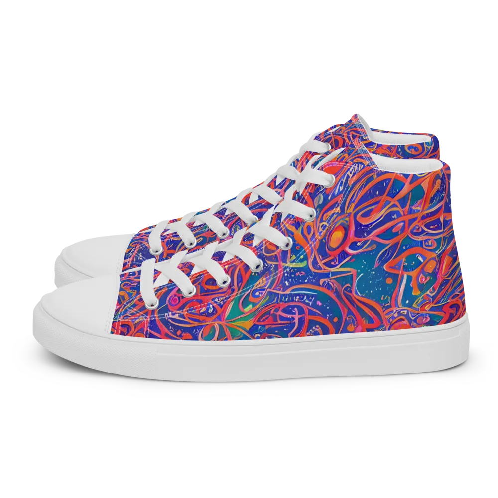 Chromatic Rapture on Women's High Top Canvas Shoes — Left