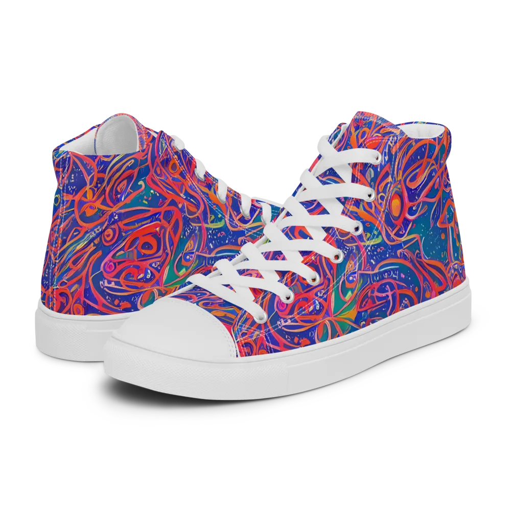 Chromatic Rapture on Women's High Top Canvas Shoes — Left
