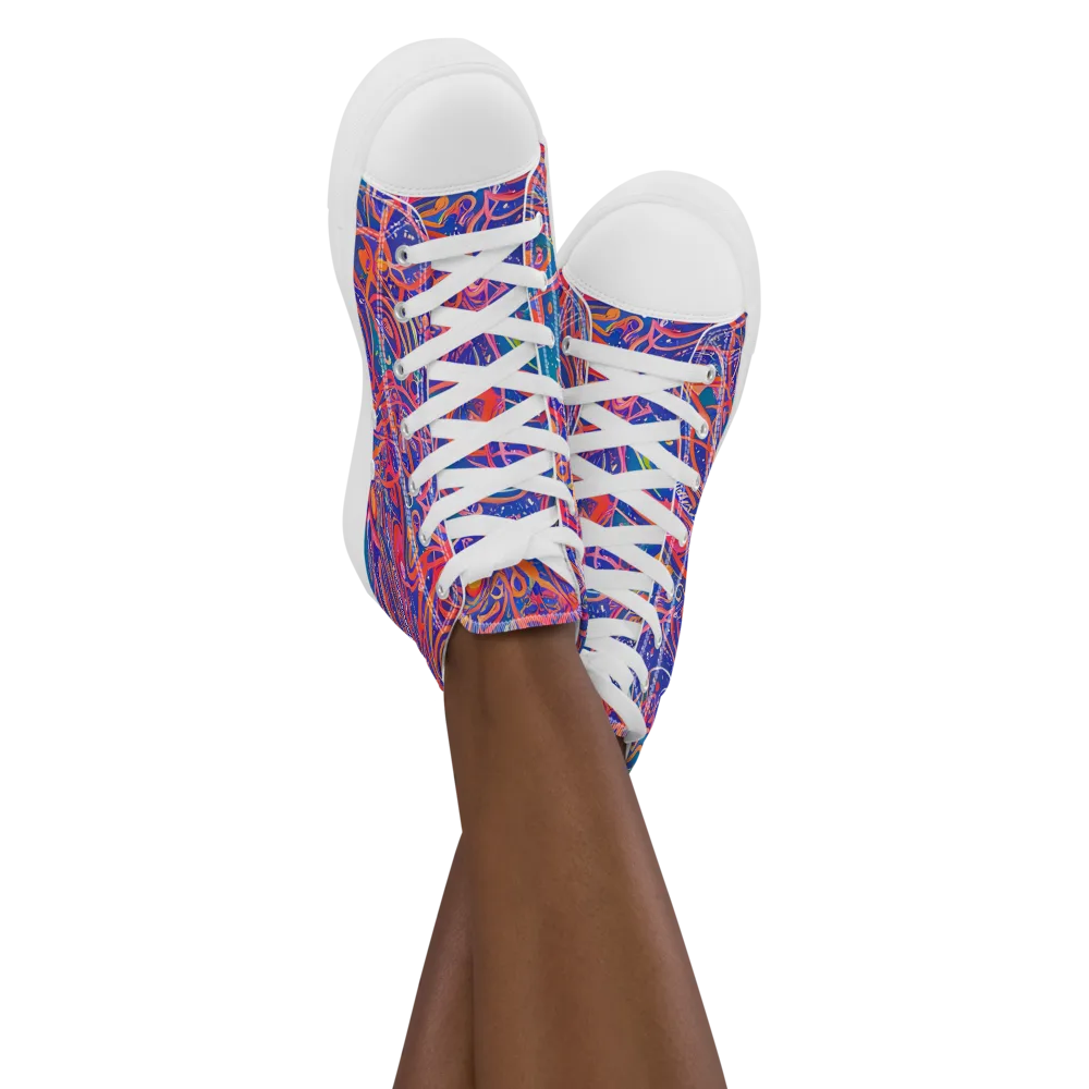 Chromatic Rapture on Women's High Top Canvas Shoes — Front