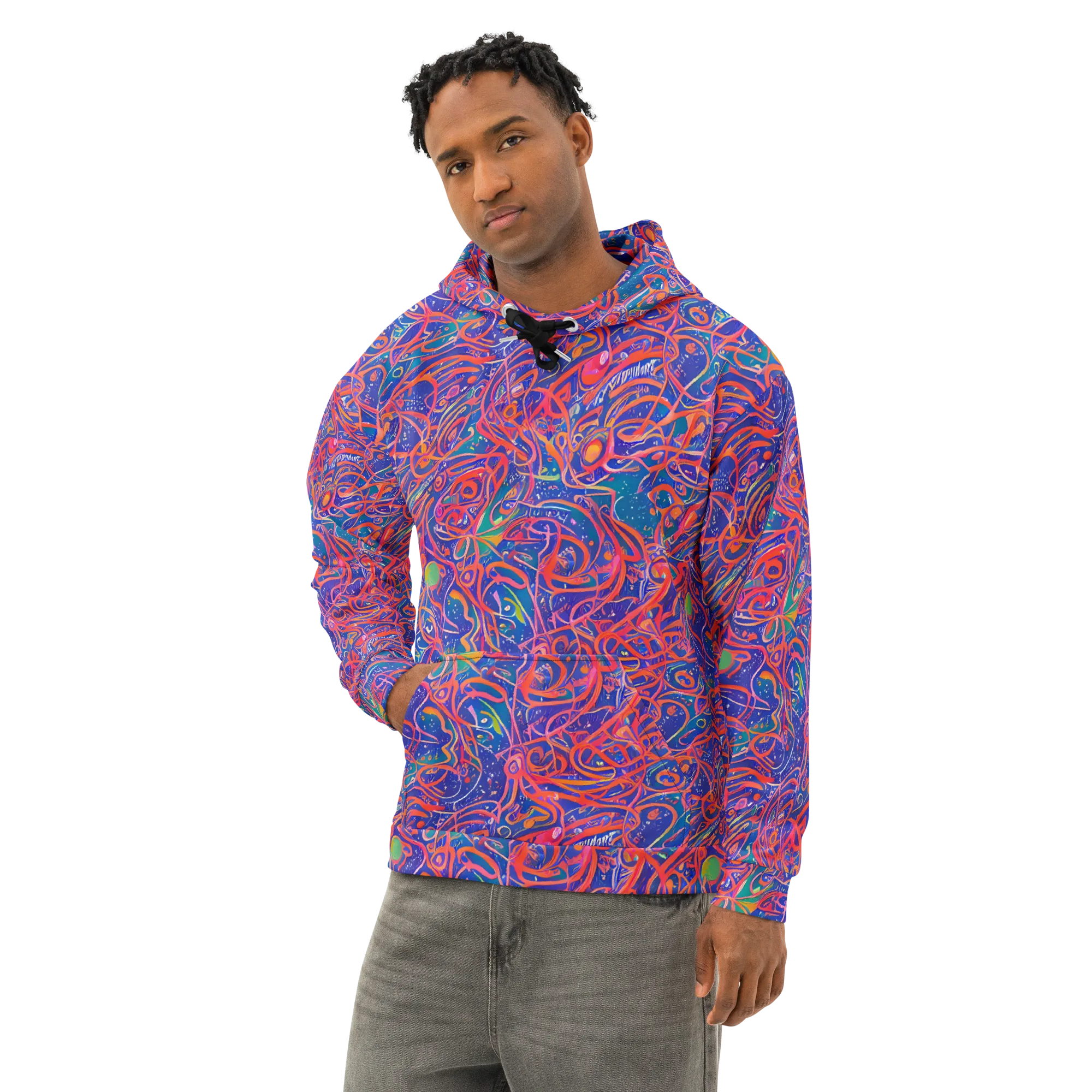 Chromatic Rapture on Cotton Hoodie — Left Front