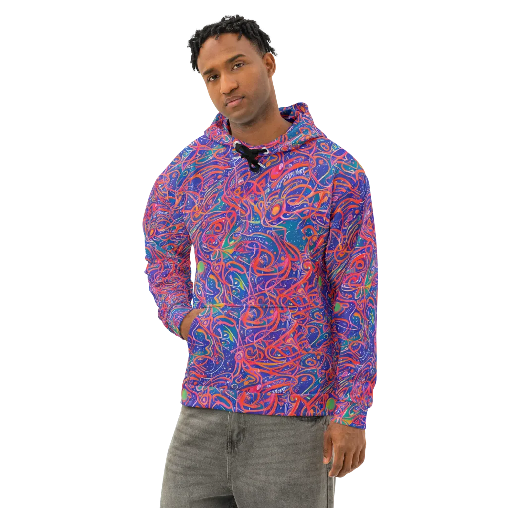 Chromatic Rapture on Cotton Hoodie — Left Front