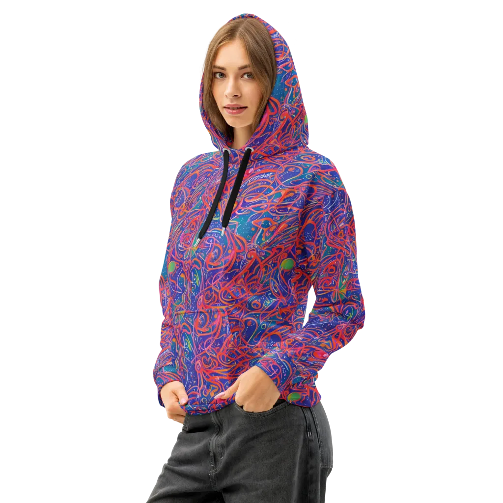 Chromatic Rapture on Cotton Hoodie — Left Front