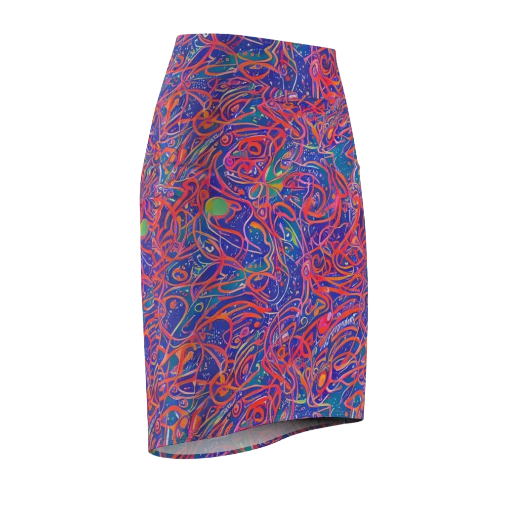 Chromatic Rapture on Pencil Skirt — Front Side