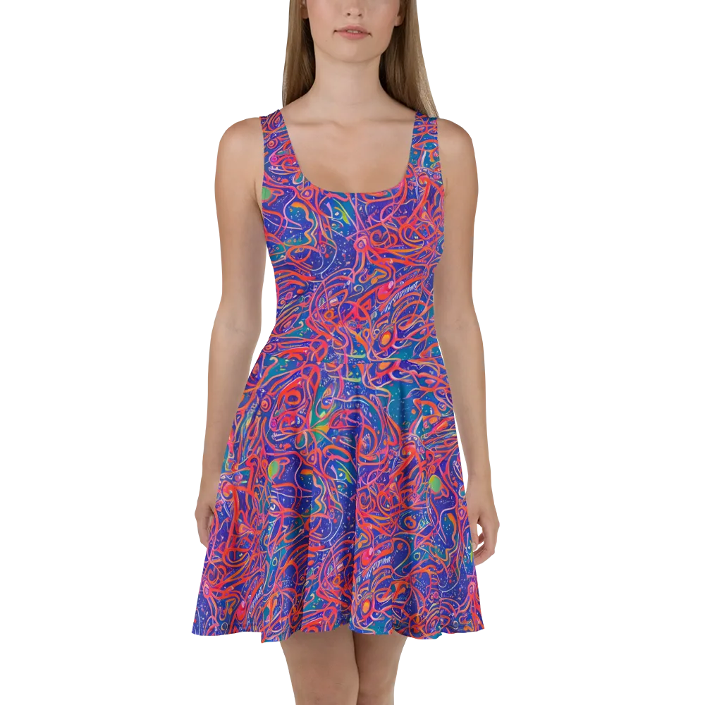 Chromatic Rapture on Skater Dress — Front