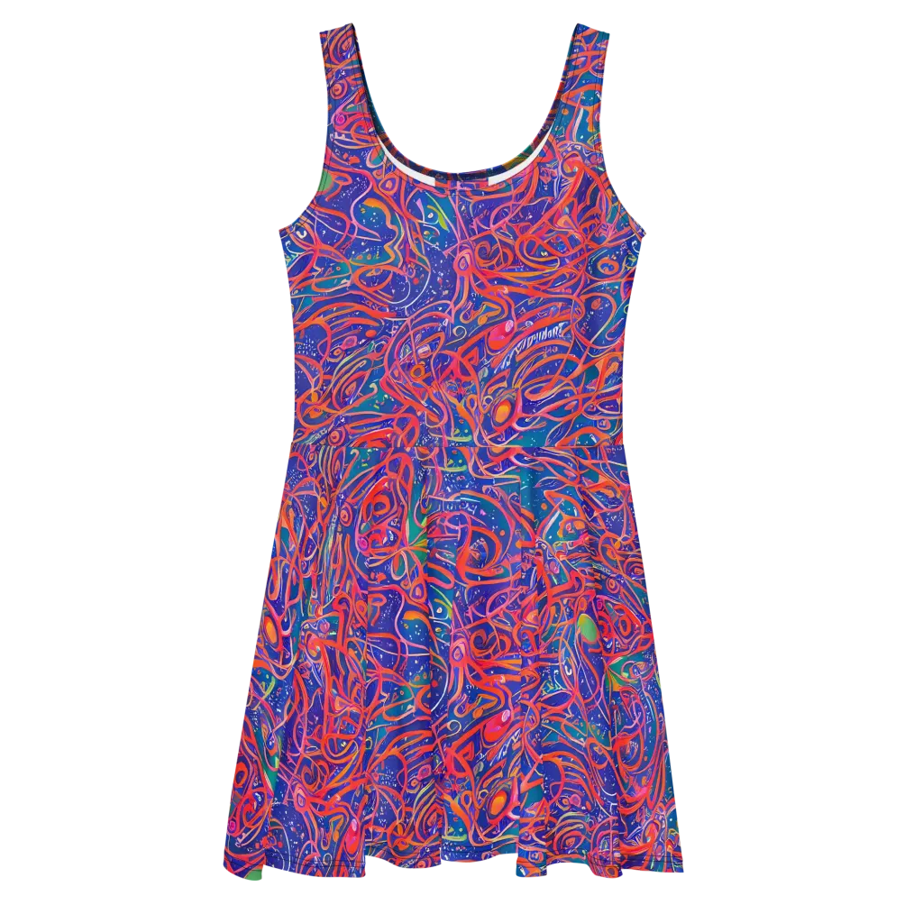 Chromatic Rapture on Skater Dress — Front