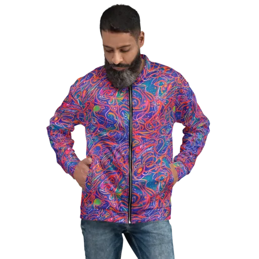 Chromatic Rapture on a Bomber Jacket