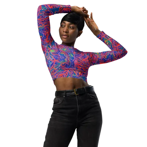 Chromatic Rapture on a Long Sleeve Crop Top