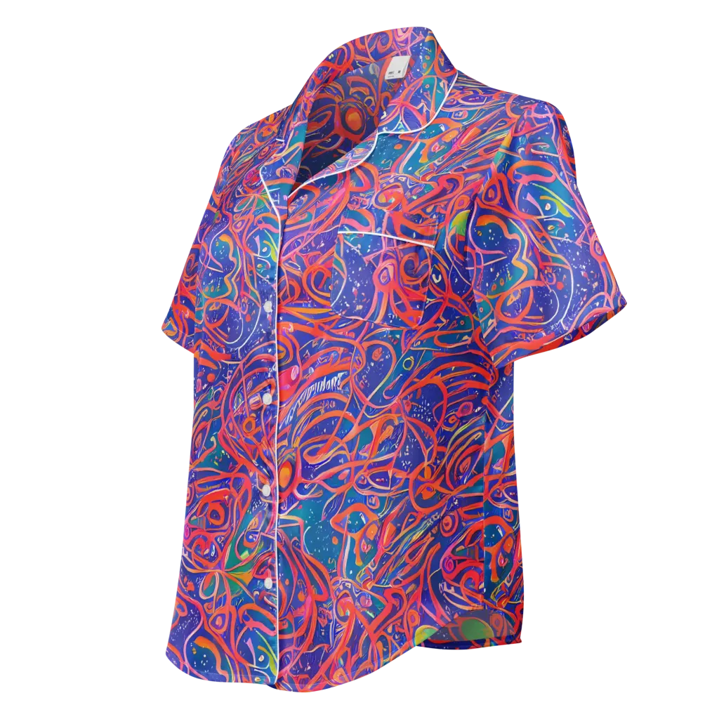 Chromatic Rapture on Women's Short Sleeve Pajama Top — Left Front