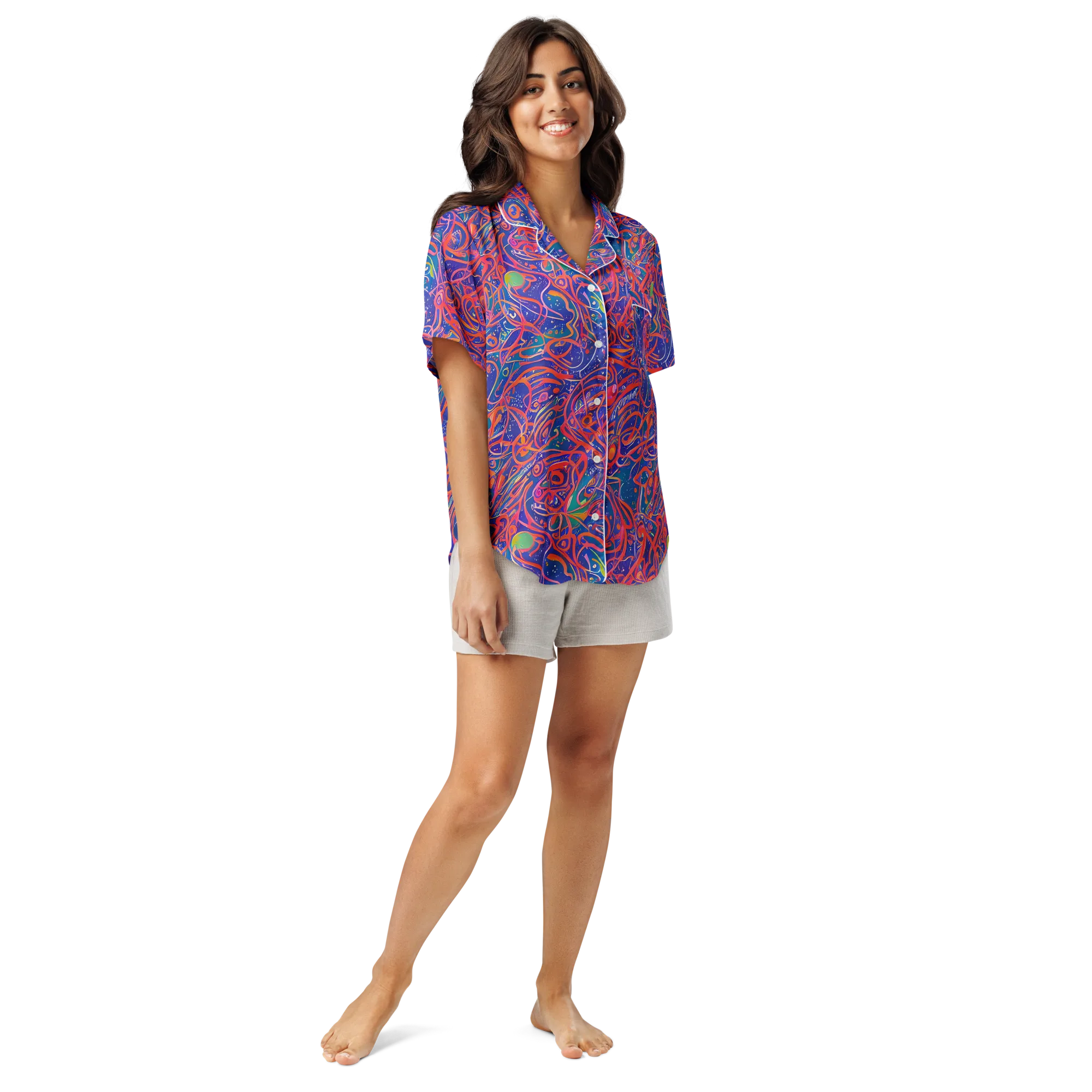 Chromatic Rapture on Women's Short Sleeve Pajama Top — Front