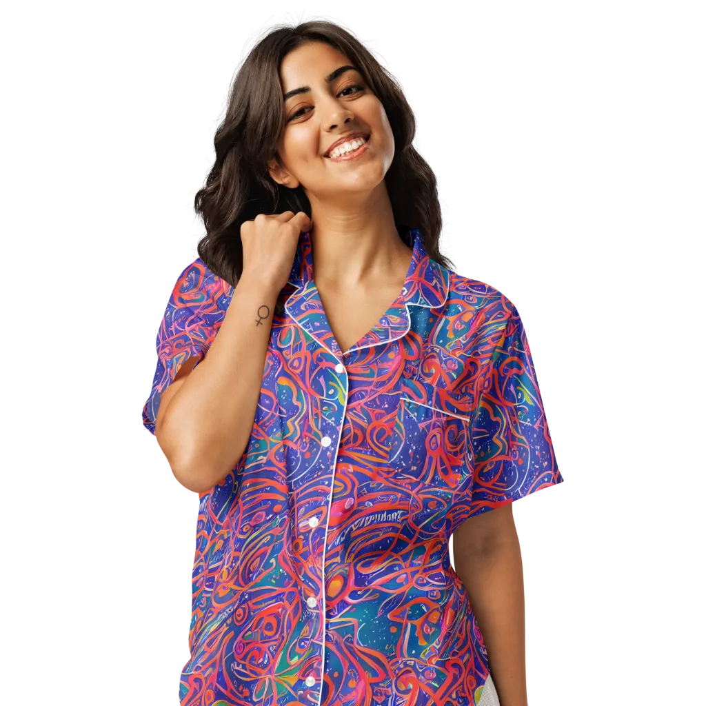 Chromatic Rapture on Women's Short Sleeve Pajama Top — Front
