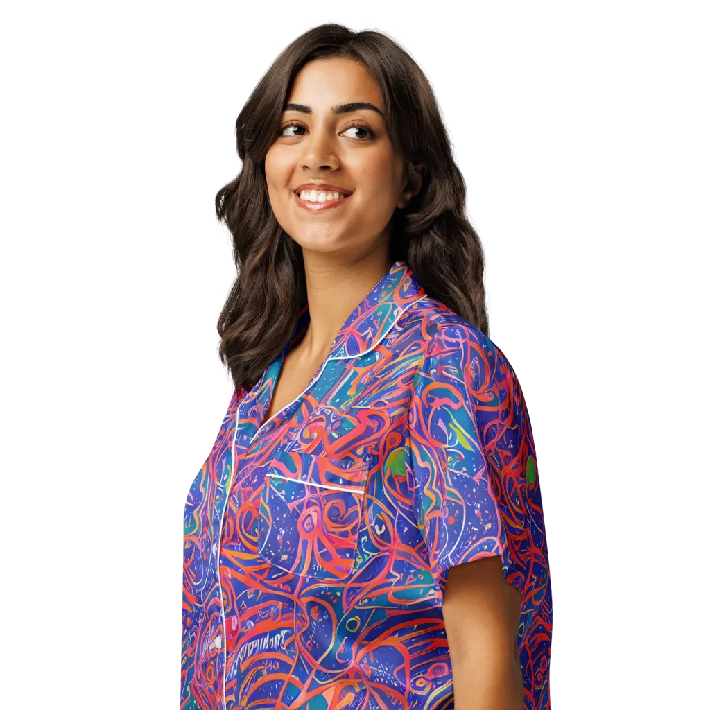 Chromatic Rapture on Women's Short Sleeve Pajama Top — Left Front