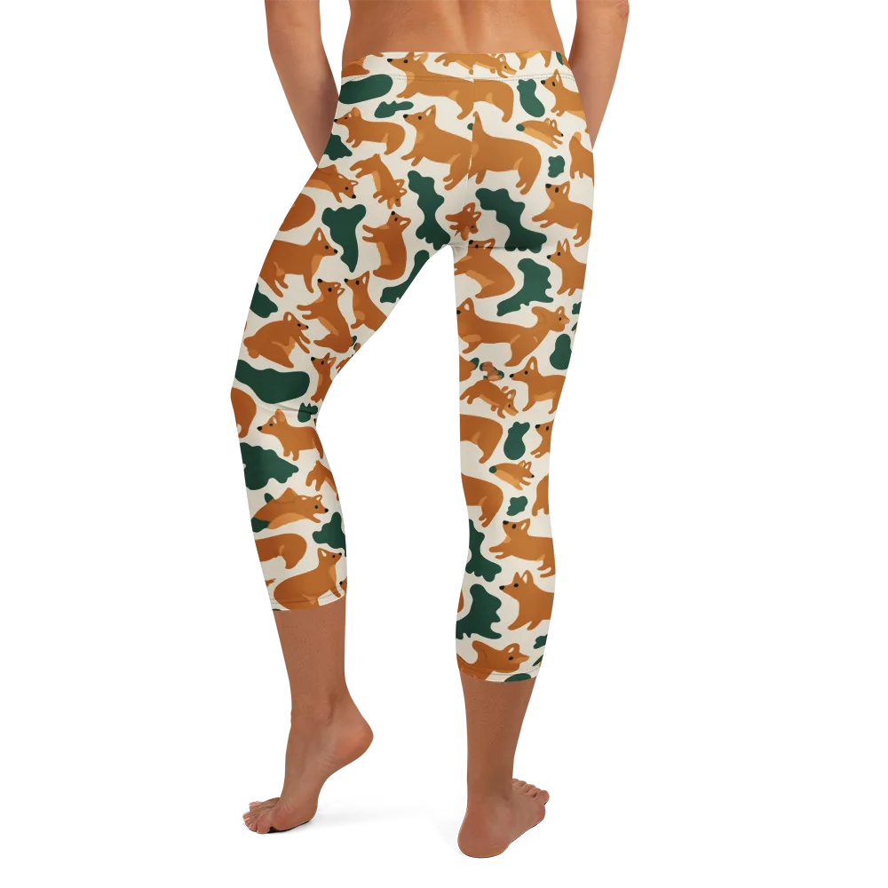 Foxglove Frolic on Capri Leggings — Back