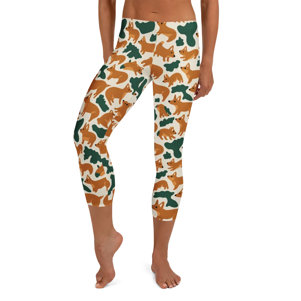 Foxglove Frolic on Capri Leggings — Front
