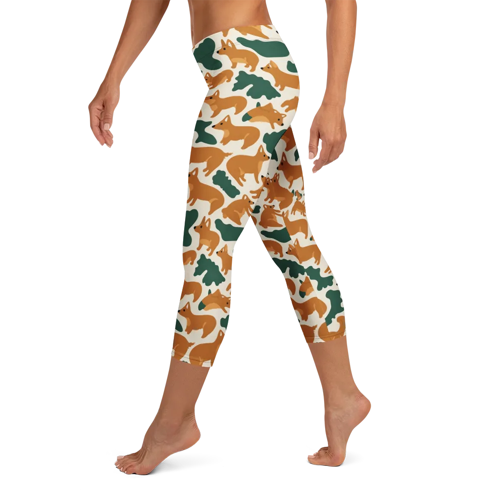 Foxglove Frolic on Capri Leggings — Left