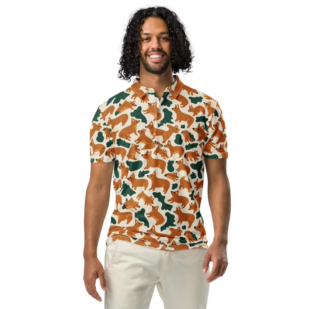 Foxglove Frolic on Men's Slim Fit Polo Shirt — Front