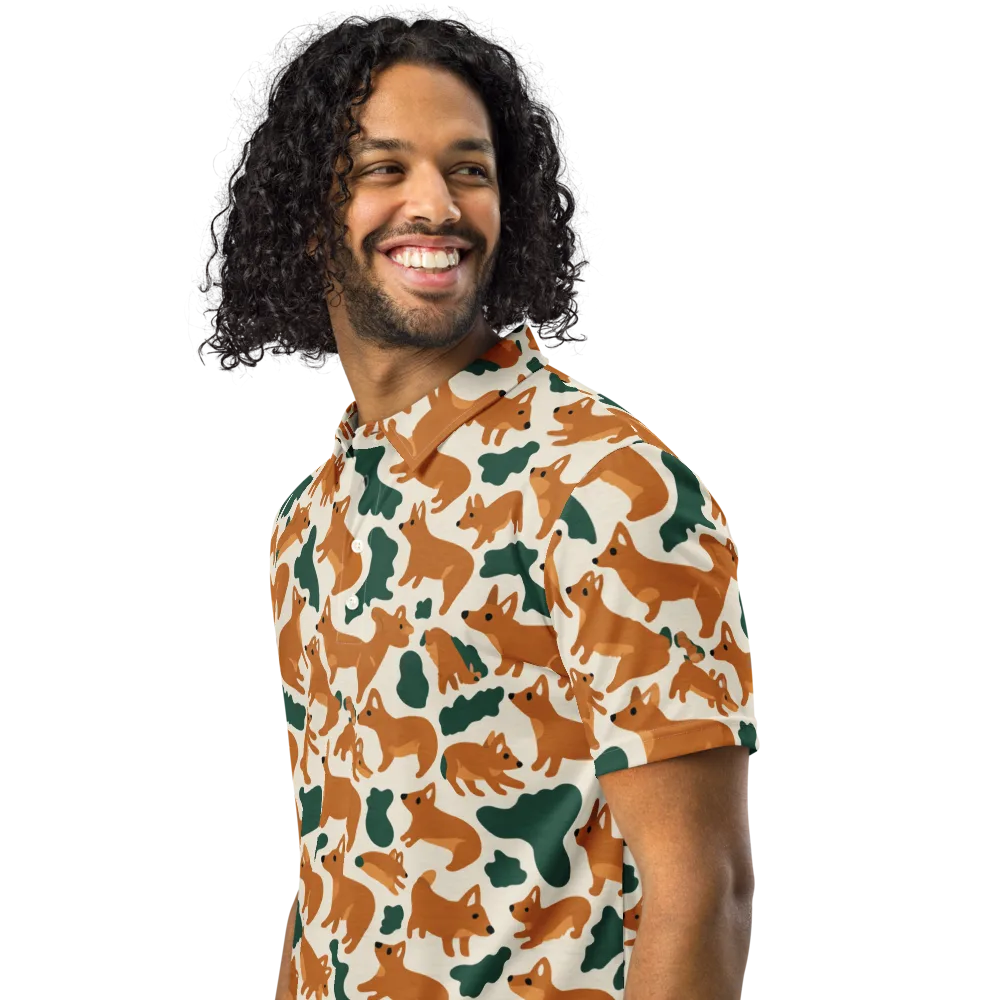 Foxglove Frolic on Men's Slim Fit Polo Shirt — Left Front