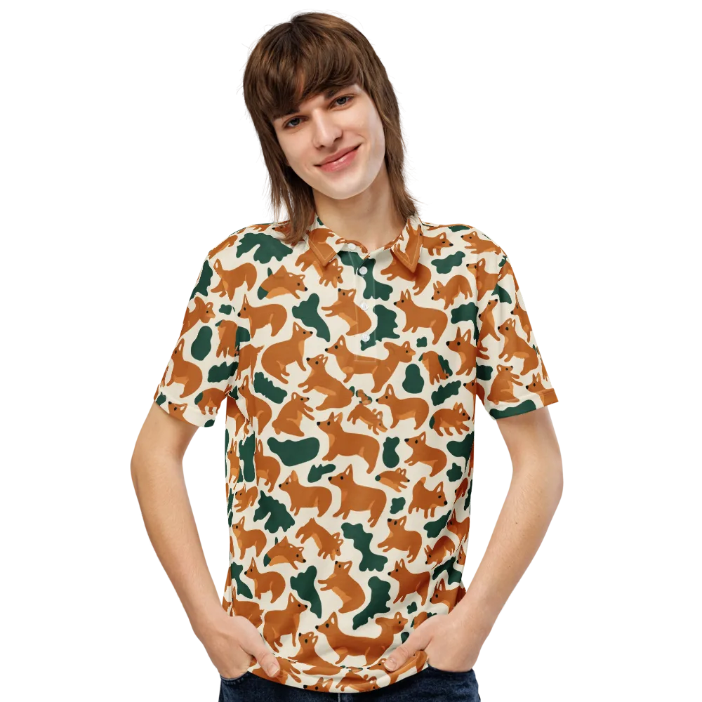 Foxglove Frolic on Men's Slim Fit Polo Shirt — Front
