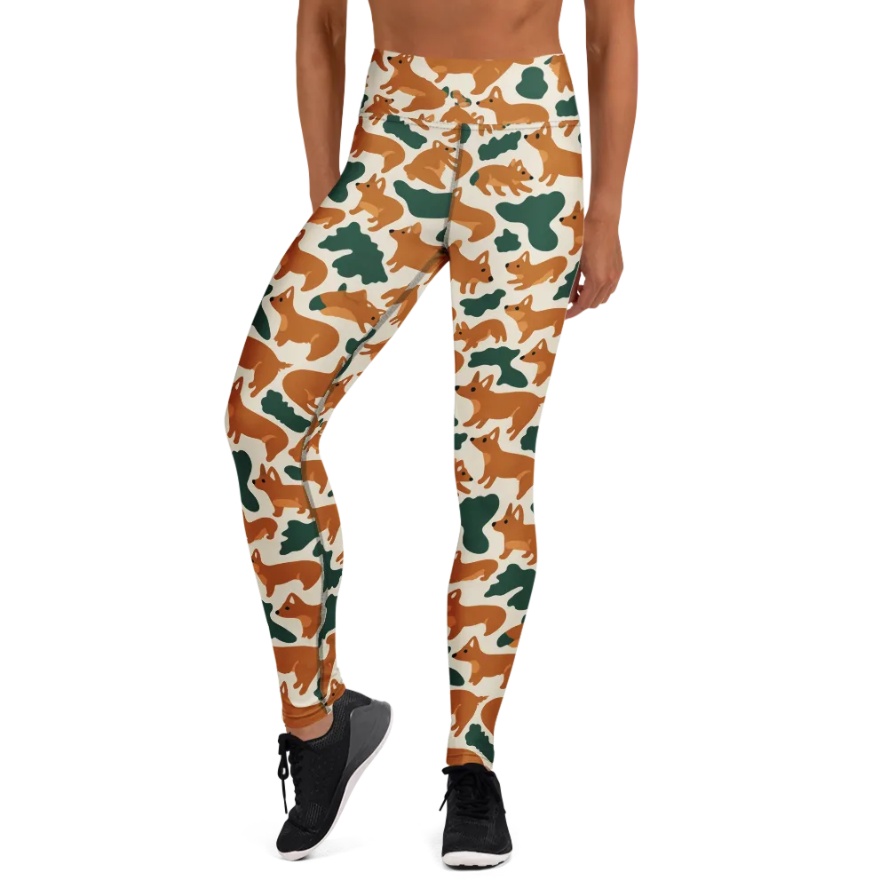 Foxglove Frolic on Yoga Leggings — Front