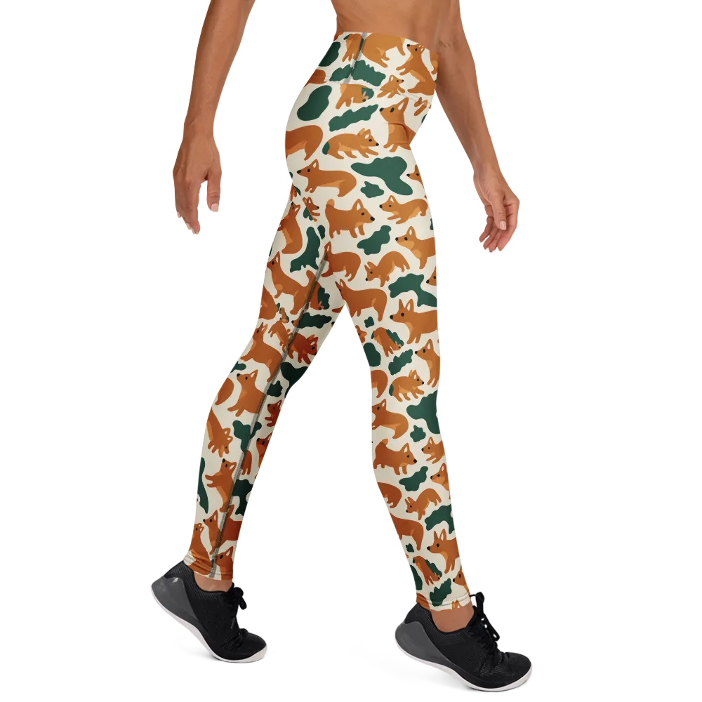 Foxglove Frolic on Yoga Leggings — Right