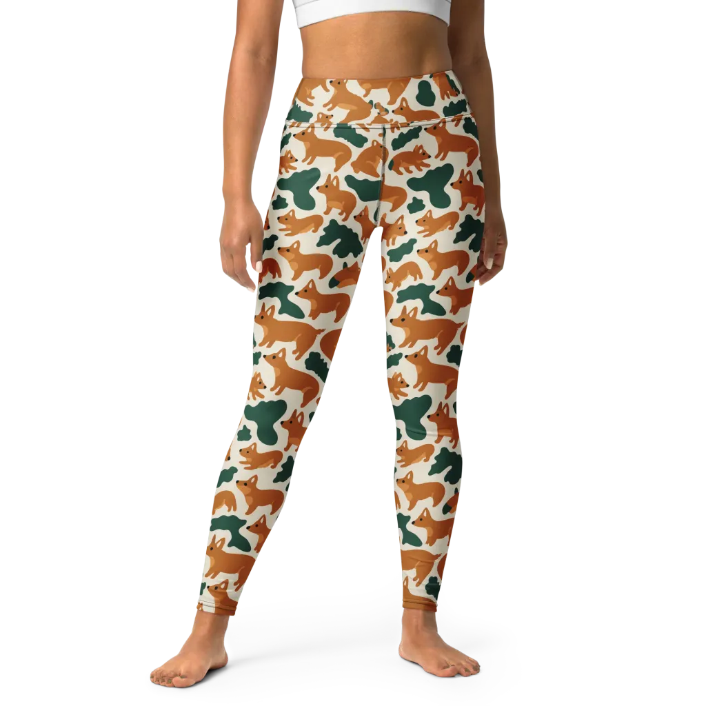 Foxglove Frolic on Yoga Leggings — Front