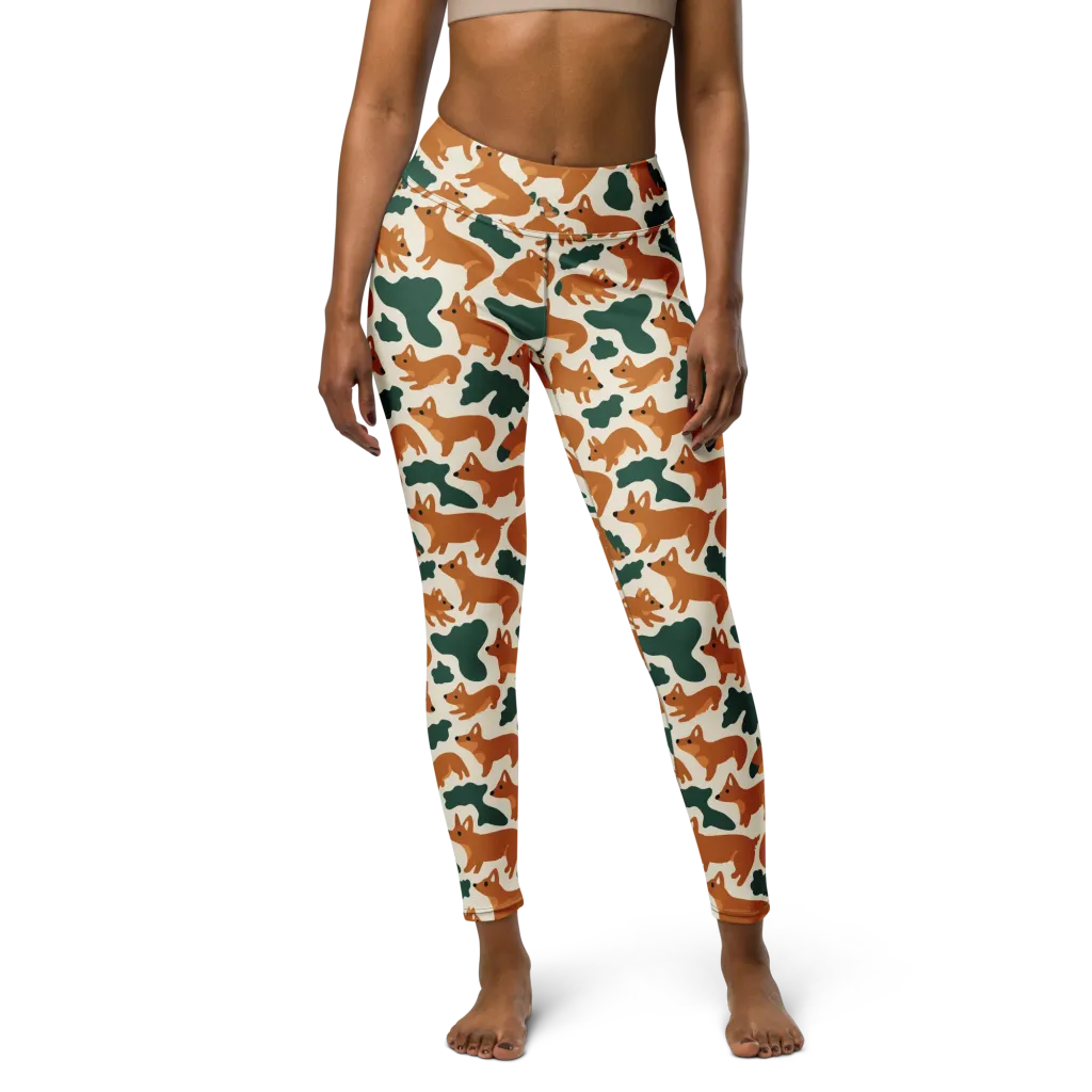 Foxglove Frolic on Yoga Leggings — Front